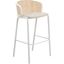 Ervilla Wicker Bar Stool with Fabric Seat and White Steel Frame In Beige