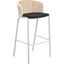 Ervilla Wicker Bar Stool with Fabric Seat and White Steel Frame In Black