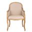Esther Taupe and Pickled Oak Arm Chair with Flat Black Nailhead Detail