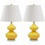 Eva Yellow and Off-White 24 Inch Double Gourd Glass Lamp Set of 2