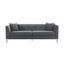 Everest 90 Inch Gray Fabric Upholstered Sofa with Brushed Stainless Steel Legs