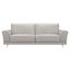 Everly Contemporary Sofa In Genuine Dove Gray Leather with Brushed Stainless Steel Legs