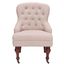 Everly Taupe and Cherry Mahogany Tufted Arm Chair