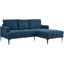 Evermore Right Facing Upholstered Fabric Sectional Sofa In Azure