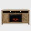 Fairview 60 Inch Chevron Fireplace Storage Console TV Stand with Electric Fireplace In Bryce Light Brown