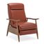 Fairview Leather Wood Arm Push Back Recliner In Caramel