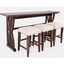 Fairview Mid-Century Counter Height Four Piece Console 74 Inch Dining Table Set In Oak