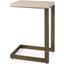 Faye Barely Gray Finish Wood With Gold Metal Base Side Table