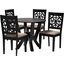 Felice 5-Piece Dining Set In Beige Fabric and Dark Brown Finished Wood