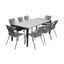 Fineline and Clip Indoor Outdoor 9-Piece Dining Set In Dark Eucalyptus Wood with Superstone and Gray Rope