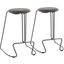 Finn Contemporary Counter Stool In Black Steel And Grey Faux Leather - Set Of 2