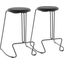 Finn Contemporary Counter Stool In Grey Steel And Black Faux Leather - Set Of 2