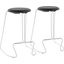 Finn Contemporary Counter Stool In White Steel And Black Faux Leather - Set Of 2