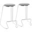Finn Contemporary Counter Stool In White Steel And Charcoall Fabric - Set Of 2