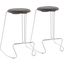 Finn Contemporary Counter Stool In White Steel And Grey Faux Leather - Set Of 2
