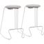 Finn Contemporary Counter Stool In White Steel And Light Grey Fabric - Set Of 2