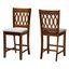 Florencia Fabric and Wood Counter Stool Set of 2 In Grey and Walnut Brown
