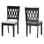 Florencia Fabric and Wood Dining Chair Set of 2 In Grey and Espresso Brown