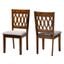 Florencia Fabric and Wood Dining Chair Set of 2 In Grey and Walnut Brown