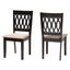 Florencia Wood Dining Chair Set of 2 In Beige and Espresso Brown