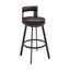 Flynn 26 Inch Swivel Counter Stool In Brown Metal with Brown Faux Leather