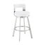 Flynn 26 Inch Swivel Counter Stool In Brushed Stainless Steel with White Faux Leather