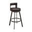 Flynn 30 Inch Swivel Bar Stool In Brown Metal with Brown Faux Leather