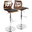 Folia Mid-Century Modern Adjustable Barstool With Swivel In Walnut And Black Faux Leather