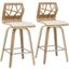 Folia Mid Century Modern Counter Stool In Zebra Wood And Cream Faux Leather Set Of 2