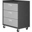 Fortress Textured Metal 31.5 Inch Garage Mobile Chest With 3 Full Extension Drawers In Grey