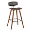 Fox 25.5 Inch Counter Height Brown Faux Leather and Walnut Wood Mid-Century Modern Bar Stool