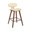 Fox 25.5 Inch Counter Height Cream Faux Leather and Walnut Wood Mid-Century Modern Bar Stool