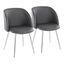 Fran Chair Set of 2 In Weathered Grey and Chrome