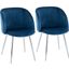 Fran Contemporary Chair In Chrome And Blue Velvet - Set Of 2