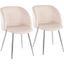 Fran Contemporary Chair In Chrome And Cream Velvet - Set Of 2