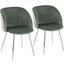 Fran Contemporary Chair In Chrome And Sage Green Velvet - Set Of 2
