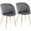 Fran Contemporary Chair In Gold Metal And Silver Velvet - Set Of 2