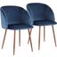 Fran Contemporary Dining Chair In Walnut And Blue Velvet - Set Of 2