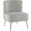 Fran Contemporary Slipper Chair In Chrome And Blue Leopard Fabric