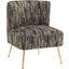 Fran Contemporary Slipper Chair In Gold Metal And Grey Fabric
