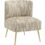 Fran Contemporary Slipper Chair In Gold Metal And Light Brown Fabric