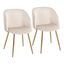Fran Pleated Waves Chair Set of 2 In White and Gold
