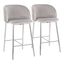 Fran Pleated Waves Fixed Height Counter Stool Set of 2 In Silver