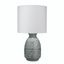 Frieze Table Lamp in Slate Blue Ceramic with Drum Shade in White Linen