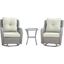 Fruttuo Swivel Steel Rattan 3-Piece Patio Conversation Set With Cushions In Cream