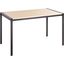 Fuji Contemporary Dining Table In Black Metal With Natural Wood Top