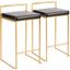 Fuji Contemporary-Glam Counter Stool In Gold With Black Faux Leather - Set Of 2