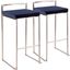 Fuji Contemporary Stackable Barstool In Stainless Steel With Blue Velvet Cushion - Set Of 2