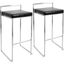 Fuji Contemporary Stackable Barstool With Black Faux Leather - Set Of 2