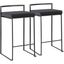 Fuji Contemporary Stackable Counter Stool In Black With Black Velvet Cushion - Set Of 2